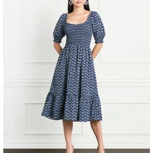 The Louisa Nap Dress - Posy Navy Crepe